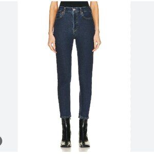 NWT RE/DONE 90s High-Rise Ankle-Crop Jeans in Dark Rinse